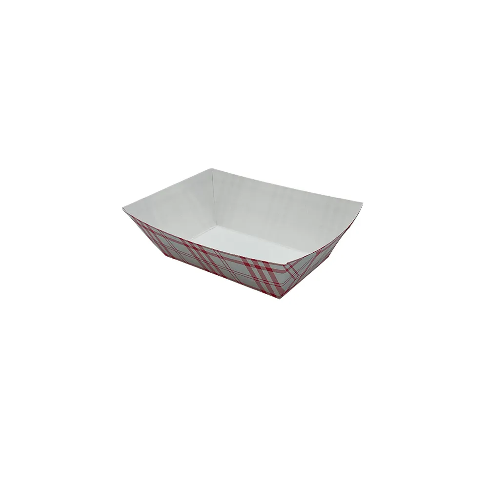 [EFT100] 1LB RED PLAID FOOD TRAY 4/250CT